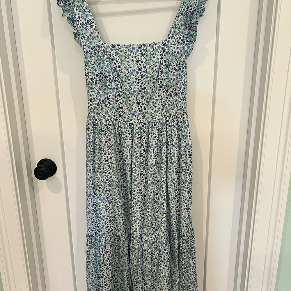 J. Crew Factory Blue Floral Midi Dress
